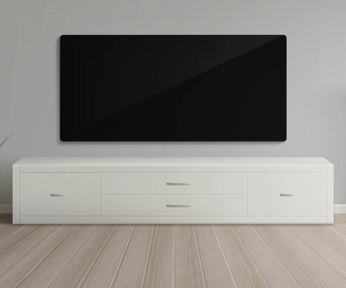 Tv on the cabinet in modern living